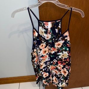 Black floral tank top